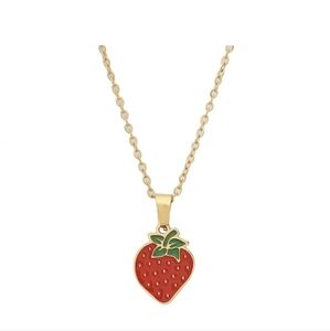 Gold Strawberry Pendant Necklace